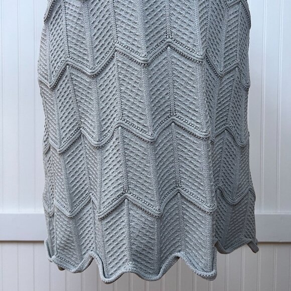 Lucy Paris Knit Bodycon Dress Silver Cocktail Mini Stretch Zig Zag Striped S - Picture 8 of 11